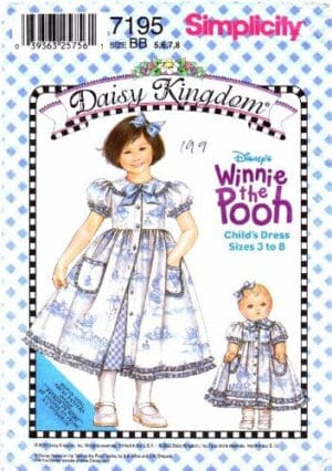 Simplicity 7195 Sewing Pattern Daisy Kingdom Girls Dress Winnie the Pooh Size 5 - 6 - 7 - 8