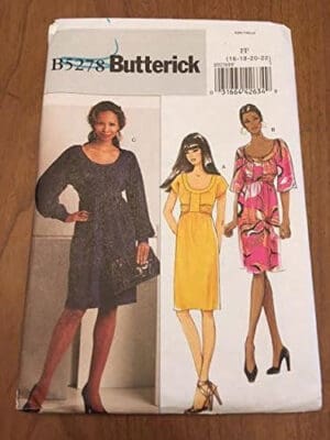 Butterick B5278 Sewing Pattern, Misses' Dress, Size FF (16-18-20-22)