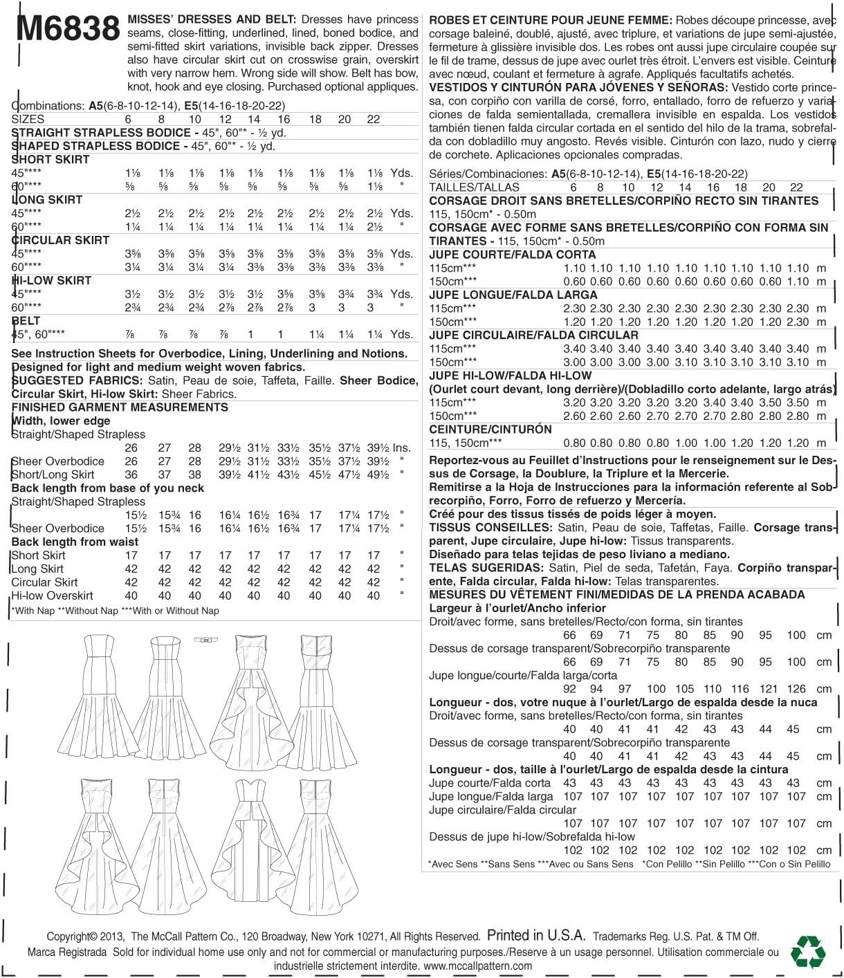 McCall's Pattern Company M6838 Misses' Dress Sewing Template, Size E5 - Image 8
