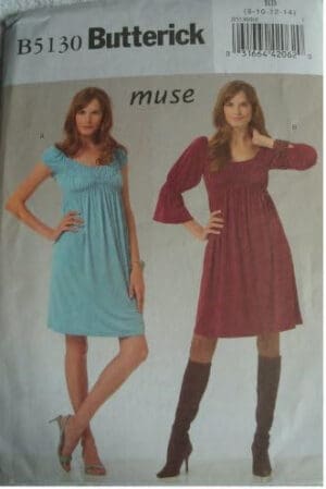 MISSES DRESS SIZES 8-10-12-14 BUTTERICK MUSE PATTERN B5130 RATED EASY TO SEW