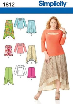 Simplicity Sewing Pattern 1812 - Misses' & Plus Size Skirts & Knit Top Sizes: AA (10-12-14-16-18)