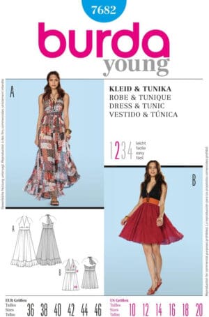 Burda Ladies Sewing Pattern 7682 - Dress & Tunic Sizes: 10-20