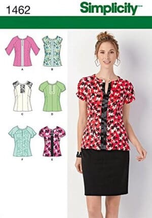 Simplicity Sewing Pattern 1462 - Misses' Top with Sleeve and Trim Sizes: 14-22