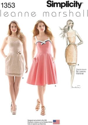 Simplicity Leanne Marshall Pattern 1353 Misses Dresses with Skirt and Bodice Variations, Size 12-14-16-18-20