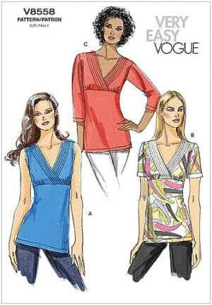 VOGUE PATTERNS V8558 Misses' Top, Size B5 (8-10-12-14-16)