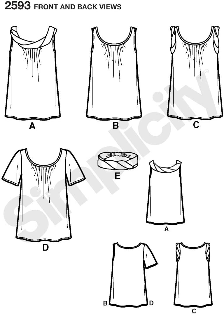 Simplicity Sewing Pattern 2593 Misses Tops, H5 (6-8-10-12-14) - Image 3