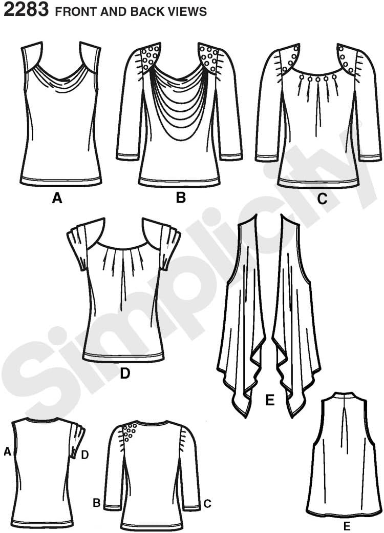 Simplicity Sewing Pattern 2283 Misses' Knit Tops and Vest, R5 (14-16-18-20-22) - Image 3