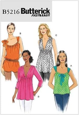 BUTTERICK PATTERNS B5216 Misses' Top and Tunic, Size Y (XSM-SML-MED)