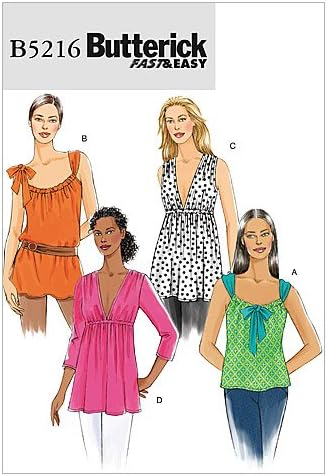 BUTTERICK PATTERNS B5216 Misses' Top and Tunic, Size Y (XSM-SML-MED)