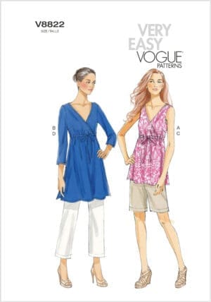 VOGUE PATTERNS V8822 Misses Tunic, Shorts and Pants, Size A5 (6-8-10-12-14)