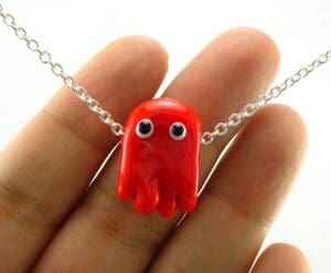 Red Ghost Lampworked Glass Bead Necklace