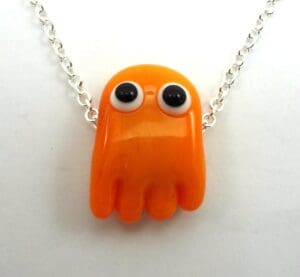 Orange Ghost Lampworked Glass Bead Necklace