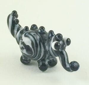 Mini Black and White Monster Lampworked Glass Creature Figurine Bead