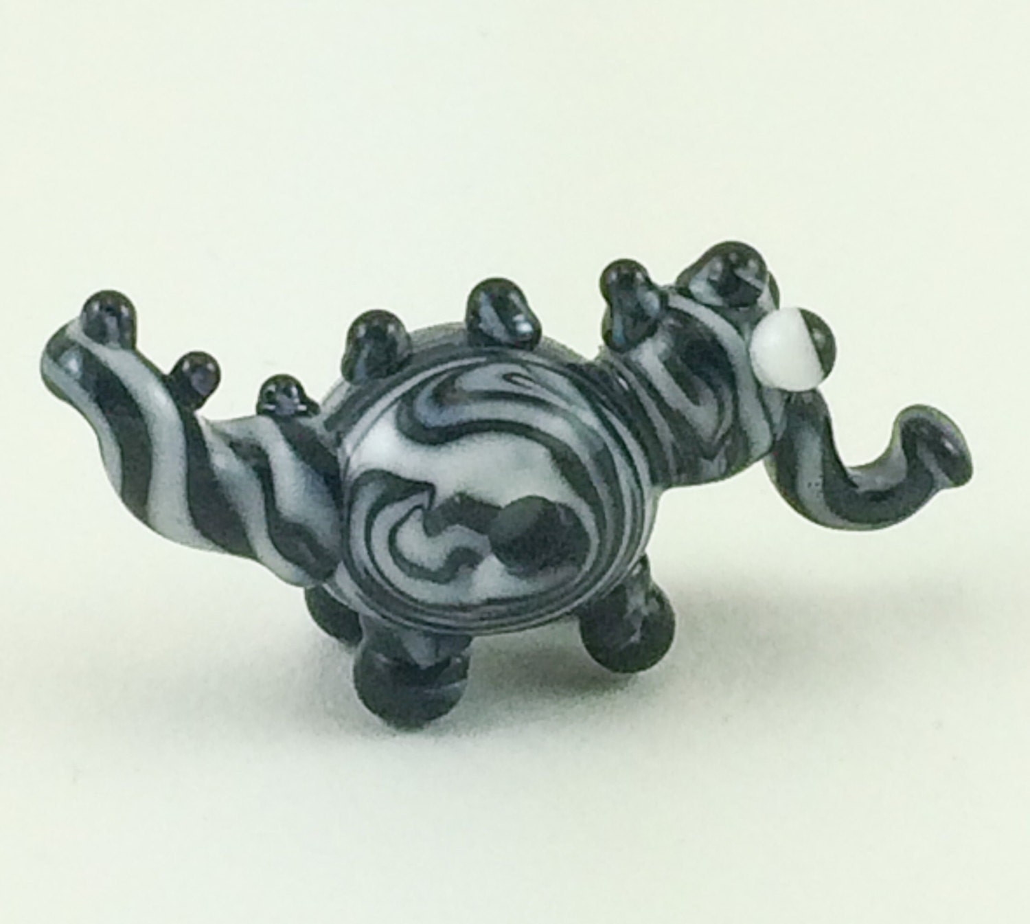 Mini Black and White Monster Lampworked Glass Creature Figurine Bead - Image 4