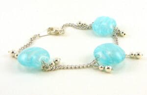 Blizzard Lampworked Glass Bead Bracelet