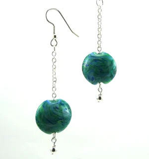 Churning Waters Lampworked Glass Bead Earrings