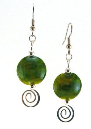 Lemongrass Lampworked Glass Bead Earrings