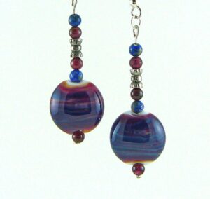Magenta Swirl Lampworked Glass Bead Earrings
