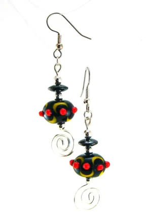 Slovenian Moon Lampworked Glass Bead Earrings