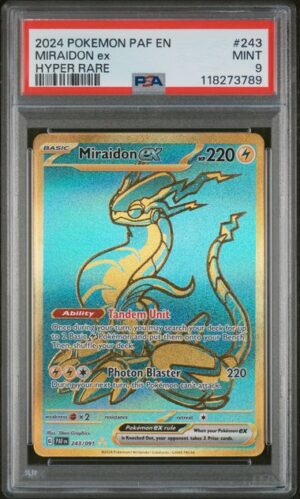 2024 POKEMON PAF EN-PALDEAN FATES #243 MIRAIDON ex HYPER RARE PSA 9